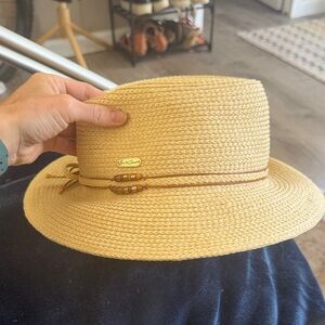 Sun’n’Sand Brim Fedora Hat with Beaded Band - Natural Straw
